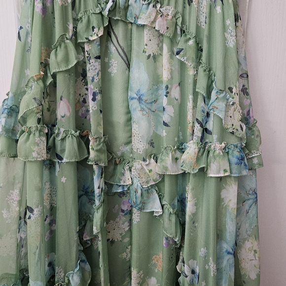 Mac Duggal Floral Print Chiffon Cascading Ruffle Raglan Gown SZ 2 NEW 68216 - Picture 12 of 14